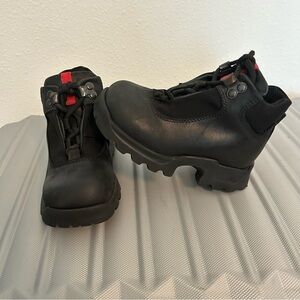 Kids leather black‎ boots Made in Italy lace up winter boots
